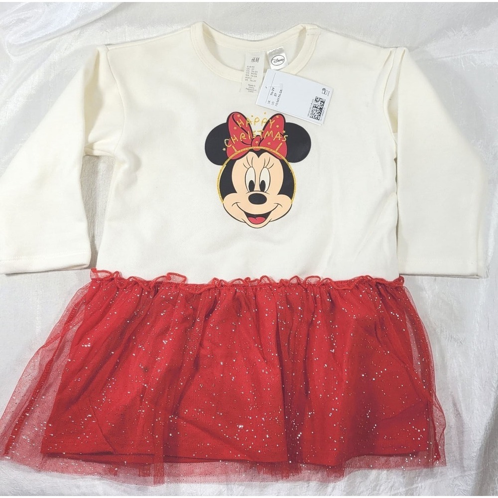 H&M Disney Toddler Girl's Minnie Mouse Happy Christmas Sweater Dress - 2T